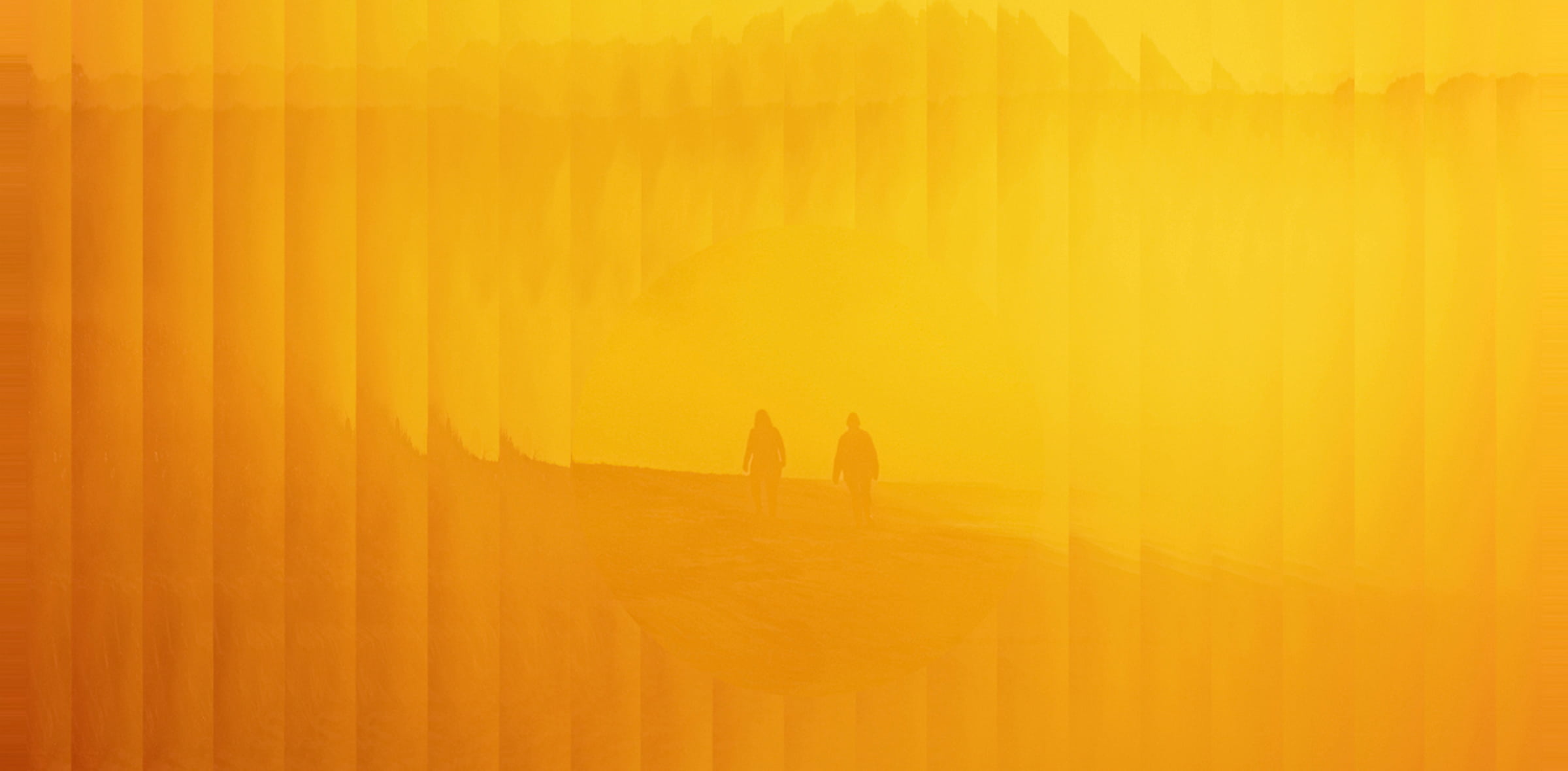 Home page image, distorted yellow landscape